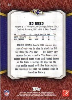 2011 Topps Rising Rookies #65 Ed Reed Back