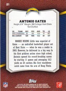 2011 Topps Rising Rookies #81 Antonio Gates Back