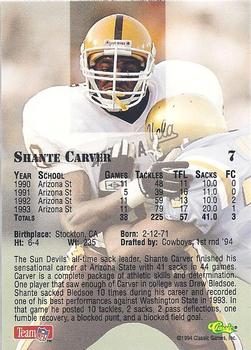 1994 Classic NFL Draft - Gold #7 Shante Carver Back