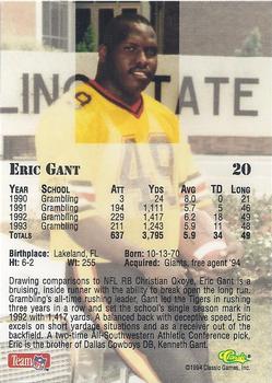 1994 Classic NFL Draft - Gold #20 Eric Gant Back