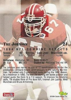 1994 Classic NFL Draft - Gold #21 Tre Johnson Back