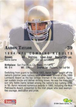 1994 Classic NFL Draft - Gold #39 Aaron Taylor Back