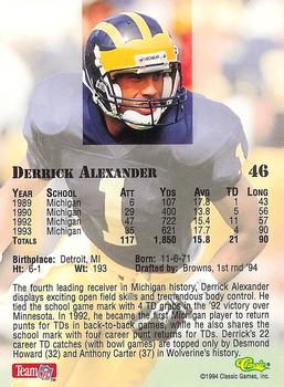 1994 Classic NFL Draft - Gold #46 Derrick Alexander Back