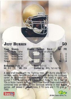 1994 Classic NFL Draft - Gold #50 Jeff Burris Back