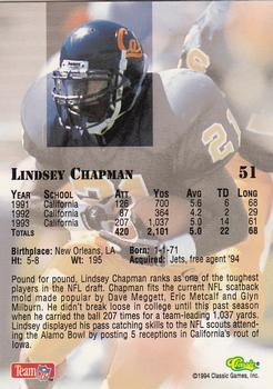 1994 Classic NFL Draft - Gold #51 Lindsey Chapman Back
