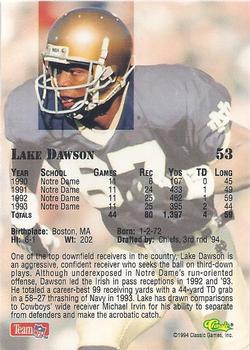 1994 Classic NFL Draft - Gold #53 Lake Dawson Back