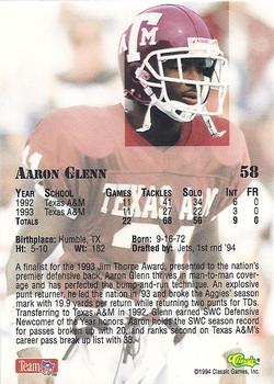 1994 Classic NFL Draft - Gold #58 Aaron Glenn Back