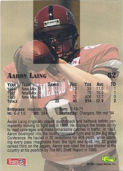 1994 Classic NFL Draft - Gold #62 Aaron Laing Back