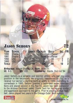1994 Classic NFL Draft - Gold #72 Jason Sehorn Back