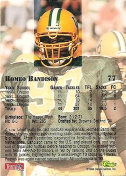 1994 Classic NFL Draft - Gold #77 Romeo Bandison Back