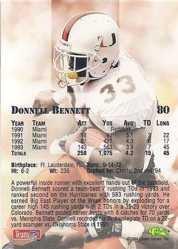 1994 Classic NFL Draft - Gold #80 Donnell Bennett Back