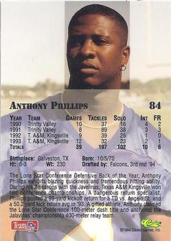 1994 Classic NFL Draft - Gold #84 Anthony Phillips Back