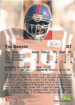 1994 Classic NFL Draft - Gold #87 Tim Bowens Back