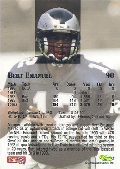 1994 Classic NFL Draft - Gold #90 Bert Emanuel Back