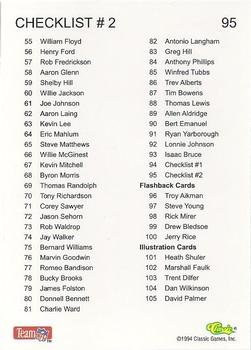 1994 Classic NFL Draft - Gold #95 Checklist No. 2: 55-105 Back
