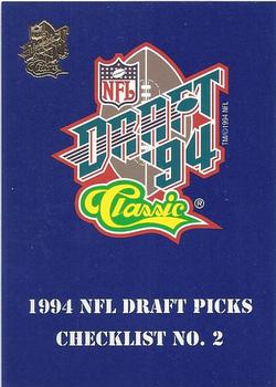 1994 Classic NFL Draft - Gold #95 Checklist No. 2: 55-105 Front