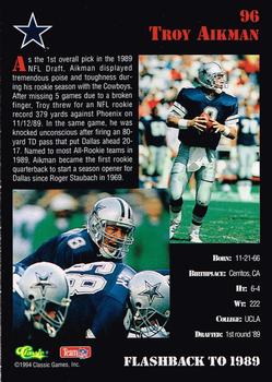 1994 Classic NFL Draft - Gold #96 Troy Aikman Back