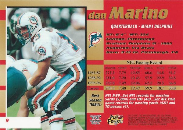 1997-98 Bowman's Best Super Bowl Jumbos #9 Dan Marino Back