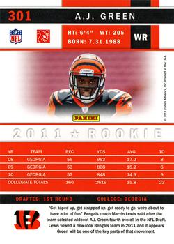 2011 Score #301 A.J. Green Back