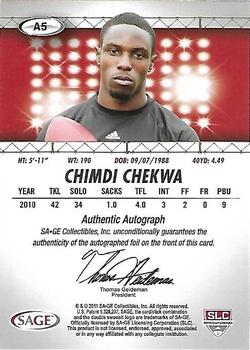 2011 SAGE HIT - Autographs #A5 Chimdi Chekwa Back