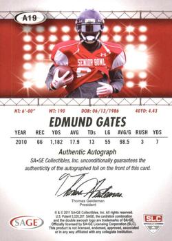 2011 SAGE HIT - Autographs #A19 Edmund Gates Back