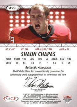 2011 SAGE HIT - Autographs #A29 Shaun Chapas Back