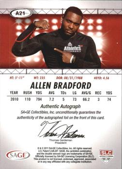 2011 SAGE HIT - Autographs Gold #21 Allen Bradford Back