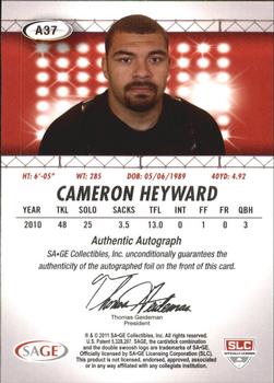 2011 SAGE HIT - Autographs Gold #37 Cameron Heyward Back