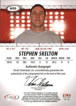 2011 SAGE HIT - Autographs Silver #A20 Stephen Skelton Back