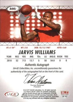 2011 SAGE HIT - Autographs Silver #A95 Jarvis Williams Back