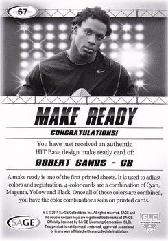 2011 SAGE HIT - Make Ready Cyan #67 Robert Sands Back
