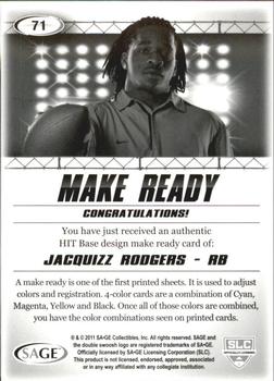 2011 SAGE HIT - Make Ready Cyan #71 Jacquizz Rodgers Back