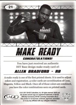 2011 SAGE HIT - Make Ready Magenta #21 Allen Bradford Back