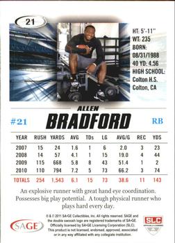 2011 SAGE HIT - Silver #21 Allen Bradford Back