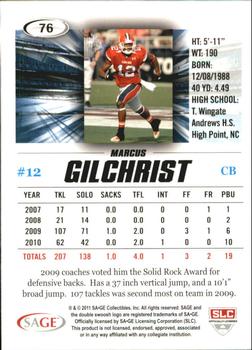 2011 SAGE HIT - Silver #76 Marcus Gilchrist Back