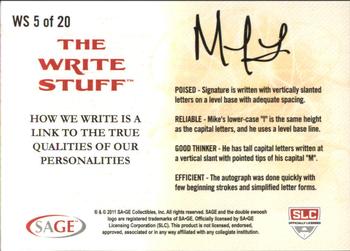 2011 SAGE HIT - Write Stuff #WS5 Mikel LeShoure Back