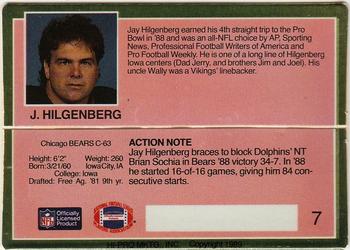 1989 Action Packed Test #7 Jay Hilgenberg Back