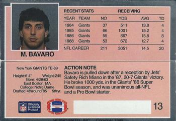 1989 Action Packed Test #13 Mark Bavaro Back
