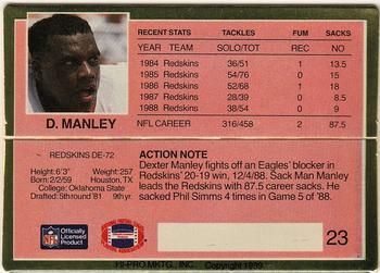 1989 Action Packed Test #23 Dexter Manley Back