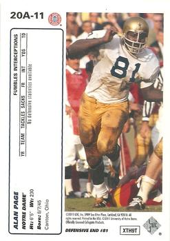 2011 Upper Deck - 20th Anniversary #20A-11 Alan Page Back