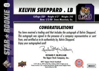 2011 Upper Deck - Rookie Autographs #102 Kelvin Sheppard Back