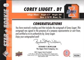 2011 Upper Deck - Rookie Autographs #120 Corey Liuget Back