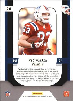 2011 Score - Complete Players Scorecard #20 Wes Welker Back