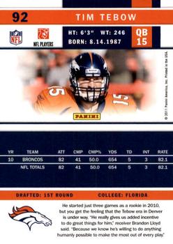2011 Score - End Zone #92 Tim Tebow Back