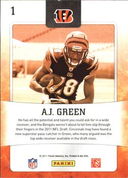 2011 Score - Hot Rookies Red Zone #1 A.J. Green Back