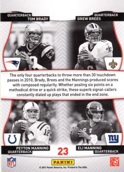 2011 Panini Prestige - League Leaders #23 Tom Brady / Drew Brees / Peyton Manning / Eli Manning Back