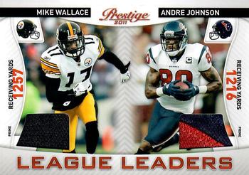 2011 Panini Prestige - League Leaders Materials Prime #11 Mike Wallace / Andre Johnson Front