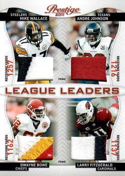 2011 Panini Prestige - League Leaders Materials Prime #21 Mike Wallace / Andre Johnson / Dwayne Bowe / Larry Fitzgerald Front