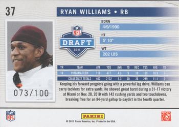 2011 Panini Prestige - NFL Passport Holokote #37 Ryan Williams Back