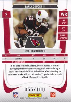 2011 Panini Prestige - Xtra Points Red #2 Early Doucet III Back